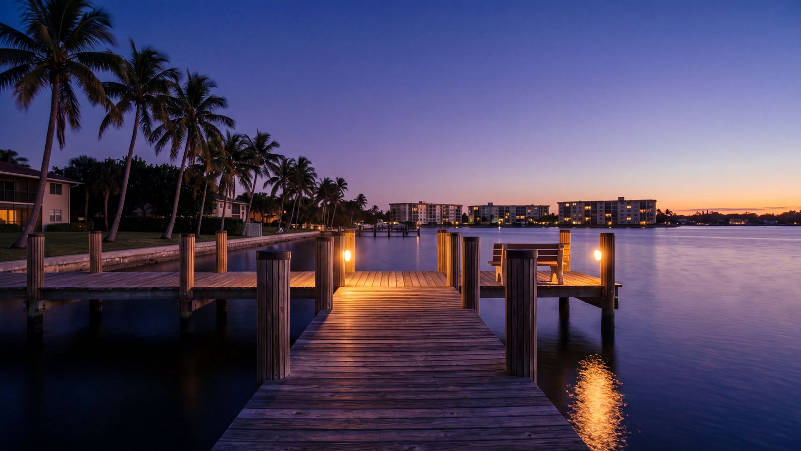 A private dock at blue hour